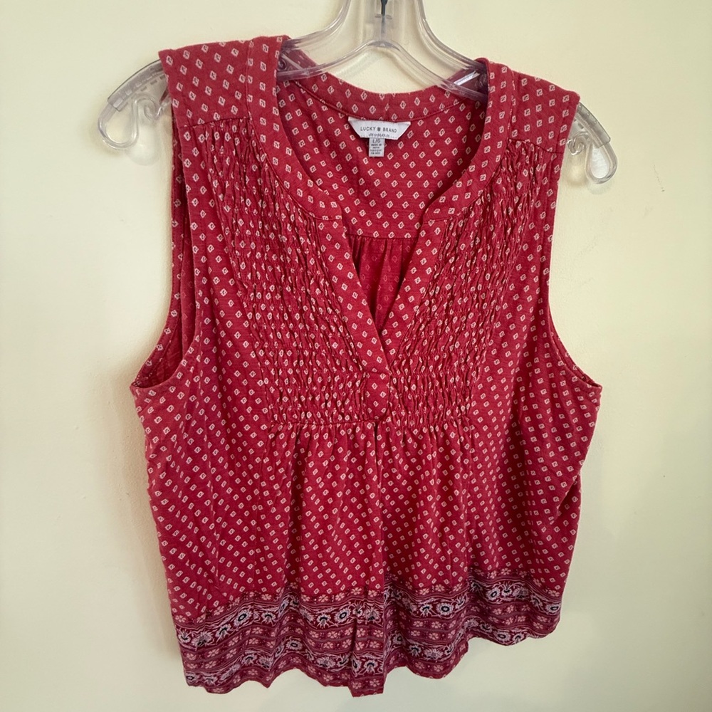 Lucky Brand Smocked Sleeveless Top *GOOD USED CONDITION*